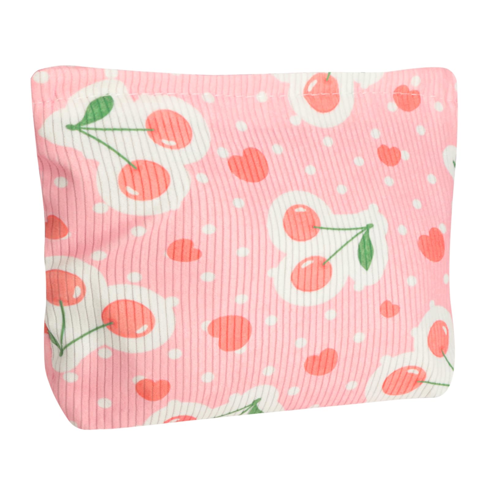 Ksriylm Cute Cherry Makeup Pouch for Women Red Heart Small Make Up Bag for Purse Zipper Initial Makeup Cosmetic Bags Pouches for Purse Aesthetic Travel Toiletry Bags, Pink Cherries Hearts