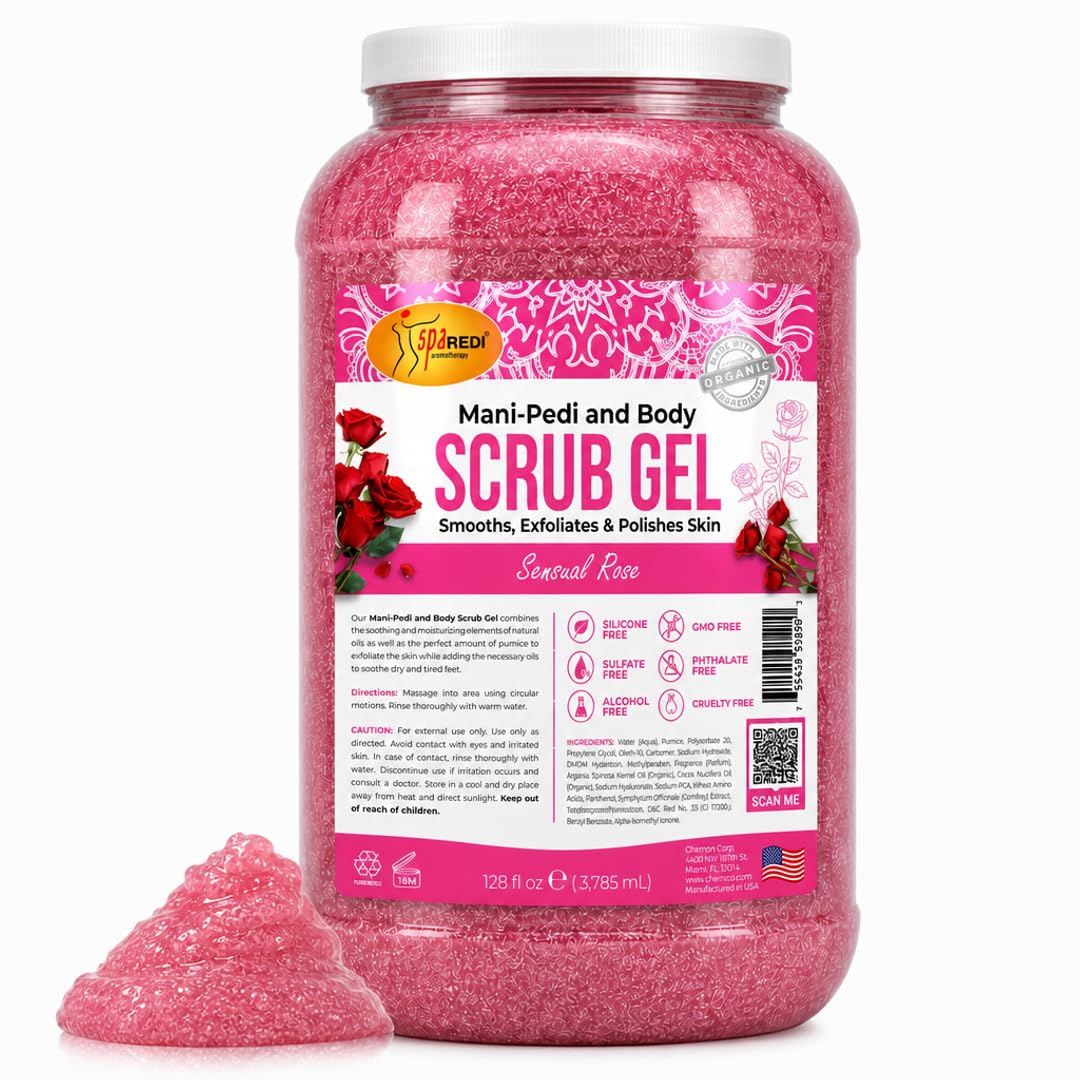SPA REDI Professional Pedicure Pumice Scrub Gel, Smoothing, 128 oz