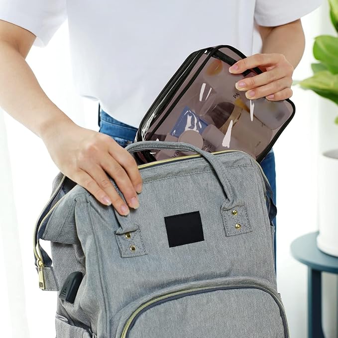 PACKISM Clear Makeup Bag Travel - TSA Approved Toiletry Bag, Black Brown
