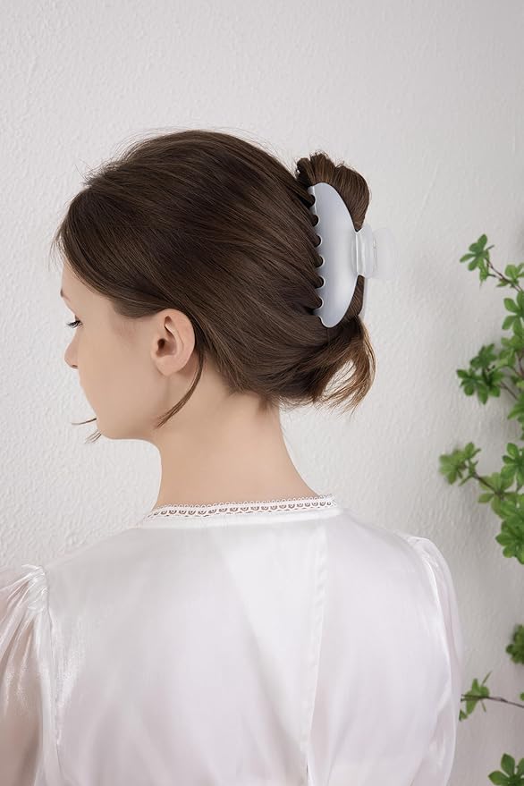 OideGuiing Durable Acetate Hair Clips - 4-Inch Pearl white Claw Clips for Fine and Thick Hair (Pearl white)