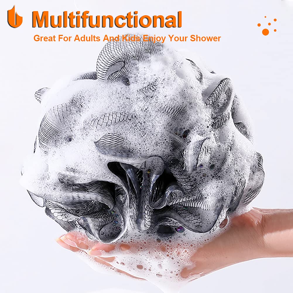 Urbanstrive Shower Bath Sponge XL 75g Soft Shower Loofahs Balls for Body Wash Men Women Bathroom Accessories, 1 Pack, Blue-Purple