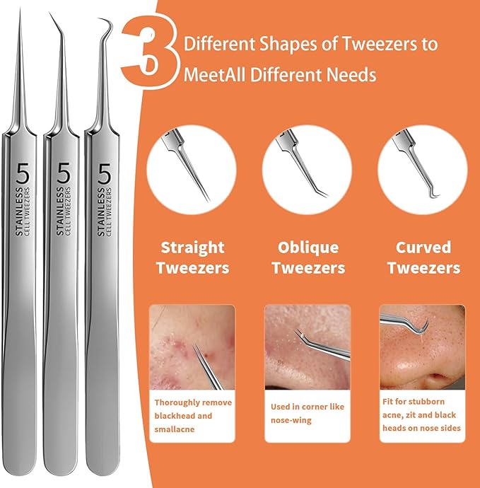 2026 Professional Pimple Popper Tool Kit, 20 PCS Blackhead Remover Tools，Blackhead Remover Comedone Extractor Tools for Removing Zit on Face - Acne Removal Kit with Metal Case (Silver)