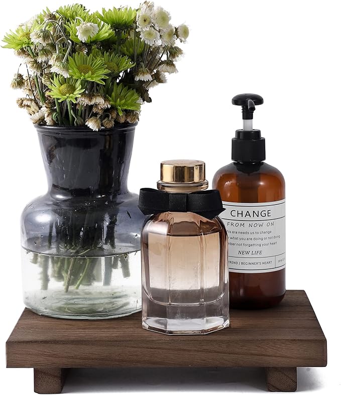 Wood Bathroom Tray Farmhouse Decor Kitchen Soap Holder, 9"x6" Walnut