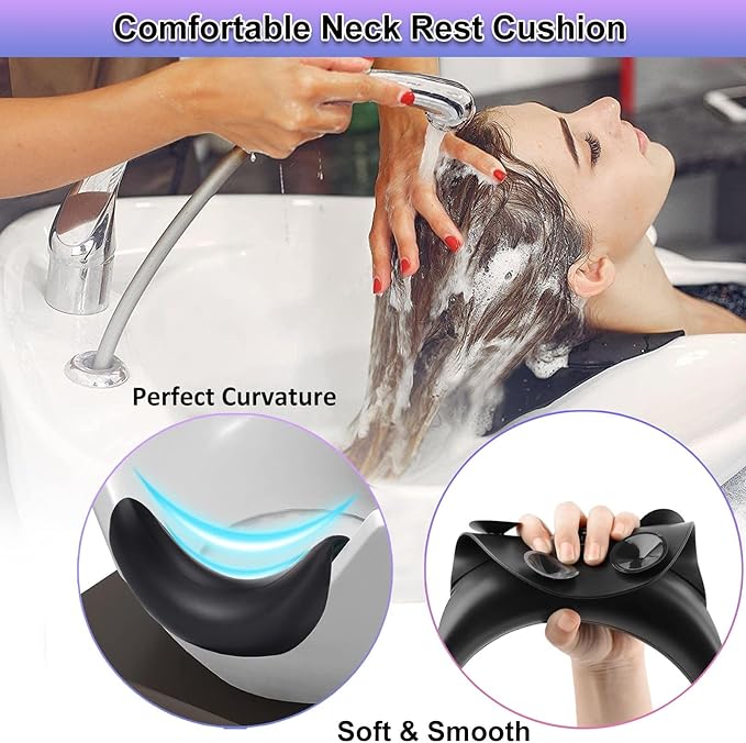Shampoo Bowl Neck Rest for Sink, Silicone Neck Rest Cushion with Suction Cup, Portable Hair Washing Sink Neck Support Non-Slip for Salon Home Wash Basin