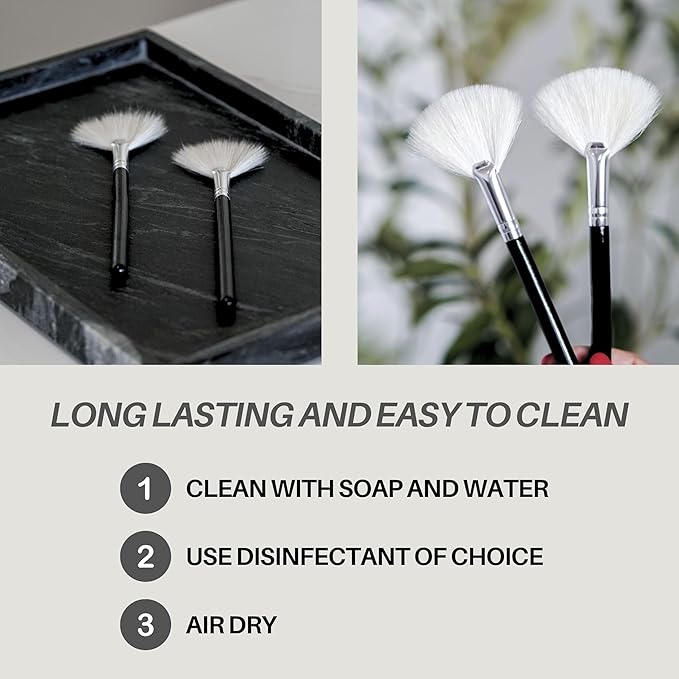 Soft Fluffy Goat Hair Professional Facial Esthetician Brushes (Black)