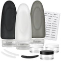 Dot&Dot Leak Proof Travel Bottles - Tubes for Liquid TSA Approved 3oz 10pc Silicone Toiletries Travel Shampoo & Conditioner Containers with Labels
