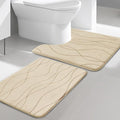 YIHOUSE Bathroom Rugs Set 2 Piece, Memory Foam Bath Mat Khaki