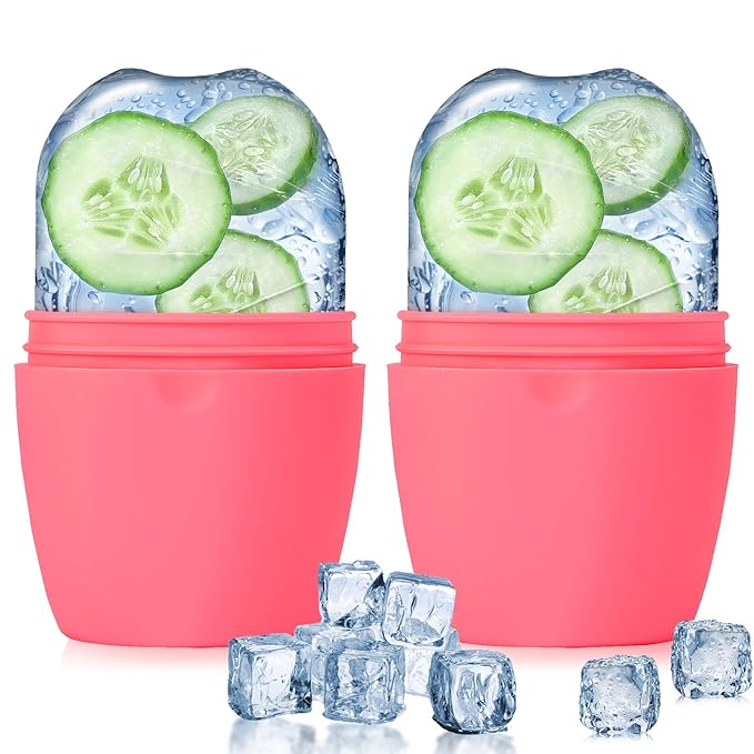 Evmliy 2Pack Ice Face Roller, Silicone Ice Roller for Face to Tighten and Lift Skin, Ice Mold for Face & Eye Puffiness Relief, Reusable Facial Mold for Neck Natural Glow, Skin Care for Women Beauty