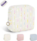 Period Bag for Teen Girls, Colorful Lines Sanitary Napkin Storage Bag, Menstrual Pad Pouches Tampon Holder for Purse (White)