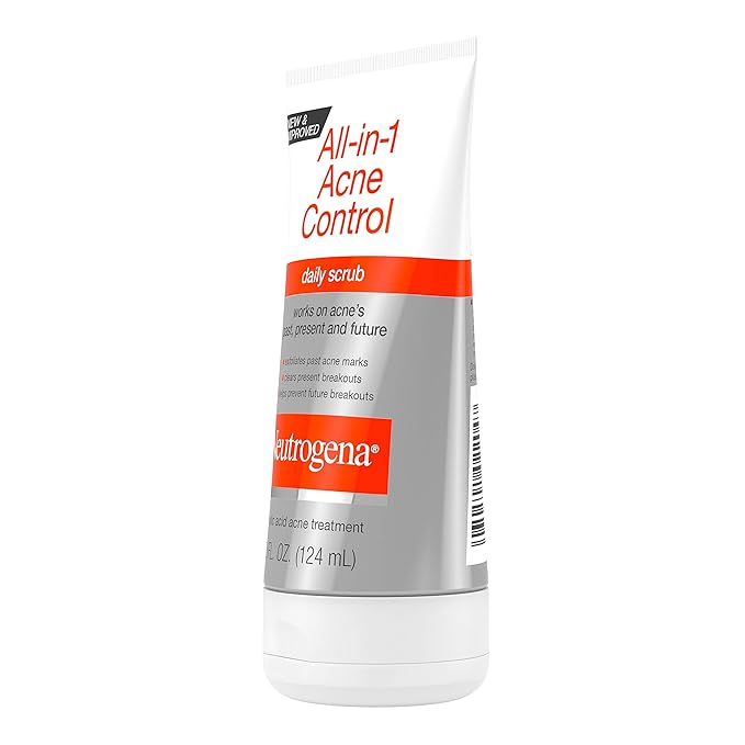 Neutrogena All-In-1 Acne Control Daily Face Scrub to Exfoliate and Treat Acne, Salicylic Acid Acne Treatment, 4.2 fl. oz
