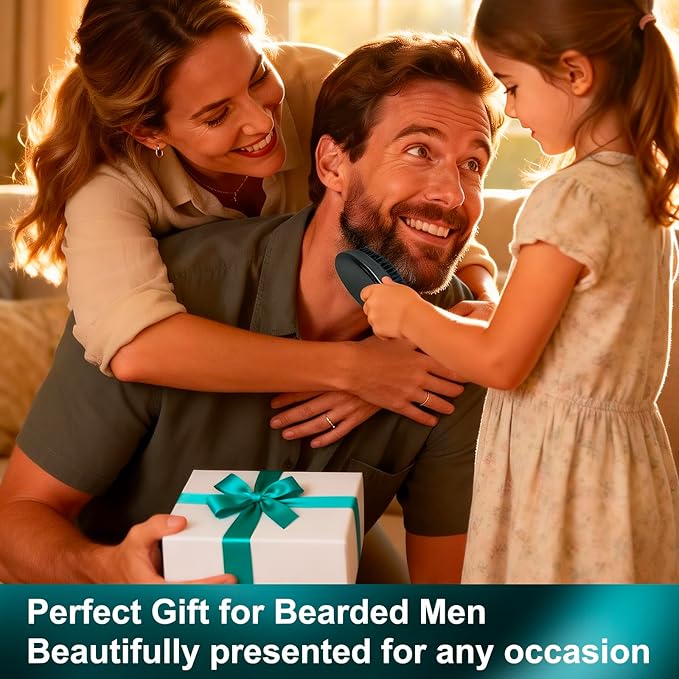 BilaliyMil 4.3 IN Natural Boar Bristle Beard Brush for Men, Premium Wooden Handle with Boar Bristles - Pocket Travel Mustache Grooming Tool for Husband & Father