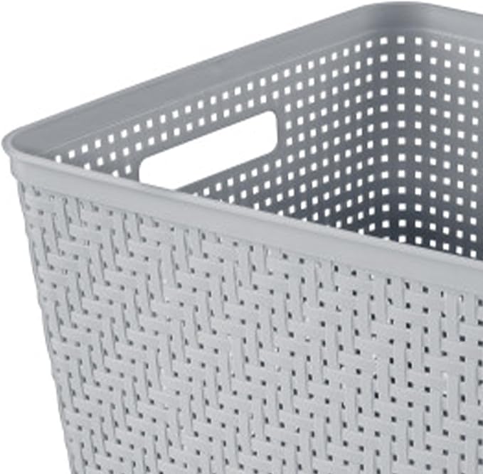 Sterilite 24 Pack Plastic Storage Bin Organization Containers, Tall Baskets, Cement