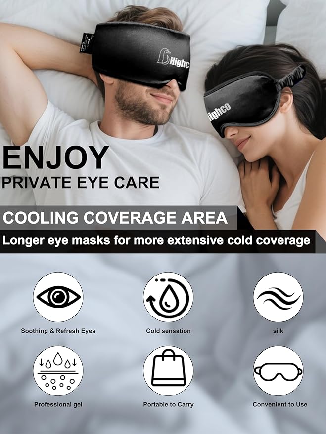 2PCS Migraine Relief Cap Cooling Eye Mask and Neck Ice Pack Wrap,Cooling Gel Eye Mask for Sleep,Ice Pack for Eyes Hot Cold Compression,for Headache,Dark Circles,Puffy Eyes,Migraines Relief,Black
