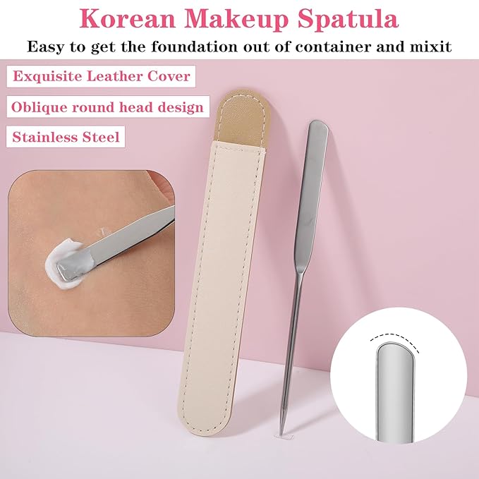 KFHENSOMR 6pcs Professional Makeup Spatula Korean Set Stainless Steel Makeup Palette Acrylic Cosmetic Palette Foundation Spatula Reusable Beauty Tools for Facial Cosmetic Nail Art Pigment Blending