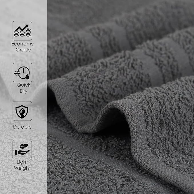 STF Linen 24 Pack Dark Grey Hand Towel 100% Cotton Spa Towel – 16x27 inches Highly Absorbable Facial Towels Gym, Hair Towel and Face Towel Bulk Small Towels (Not Bleach Proof)