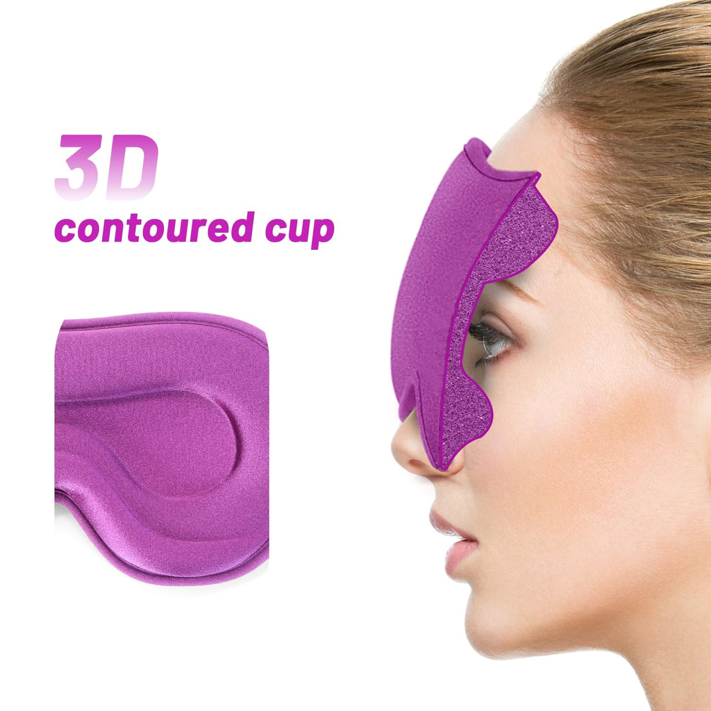 Sleep Eye Mask for Men Women, Lash Extensions 3D Sleeping Mask, Travel Blackout Night Blindfold Eye Shade Cover with Adjustable Strap (Purple)