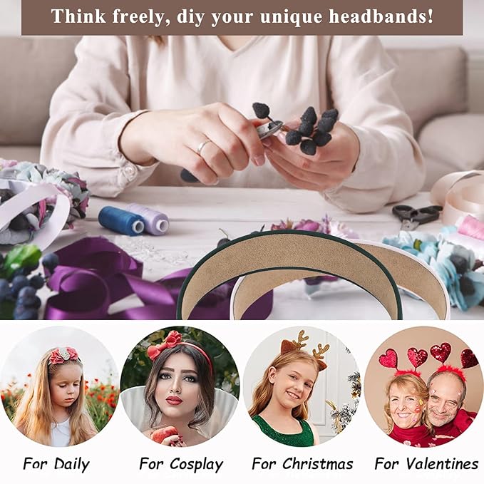 Wecoe 10 Pack Satin Headbands - 1.3 Inch Wide Assorted Colors (White, Blue, Pink, Red, Green, Brown, Khaki, Natural) Non-Slip Fashion Hair Accessories for Women, Girls & DIY Holiday Costumes