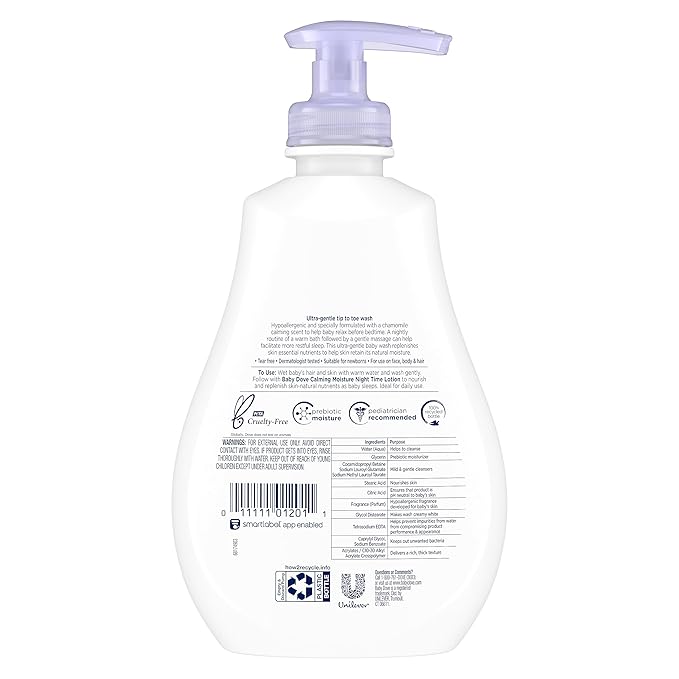 Baby Dove Sensitive Skin Care Baby Wash For a Calming Moisture Hypoallergenic and Tear-Free, Washes Away Bacteria, Chamomile, 13 Fl Oz