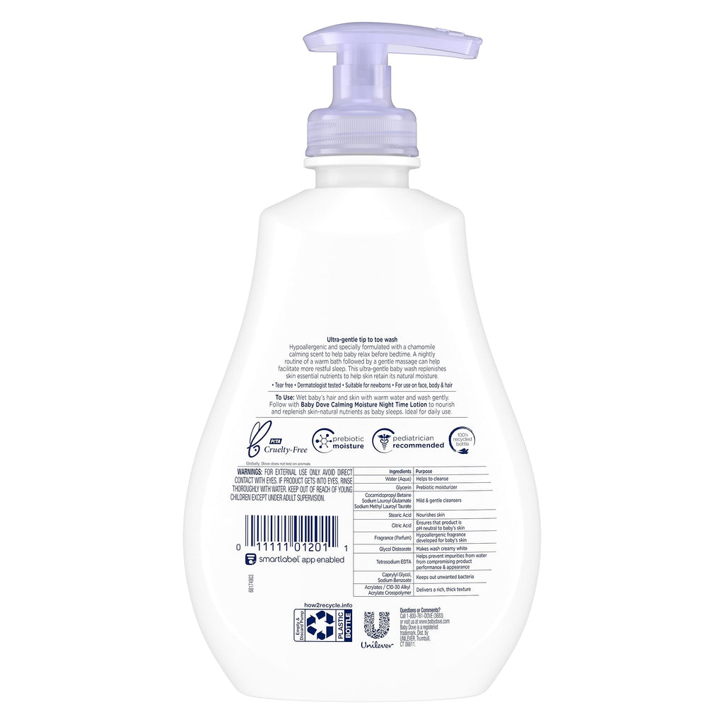 Baby Dove Sensitive Skin Care Baby Wash Calming Moisture For a Calming Baby Bath Wash Hypoallergenic and Tear-Free, Washes Away Bacteria 13 fl oz