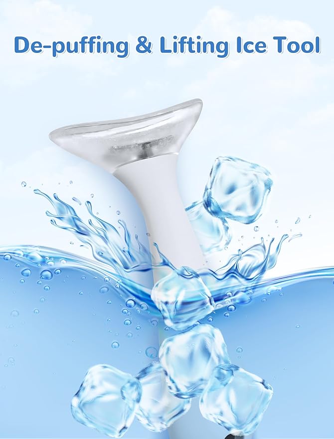 NiHome White Silicone Facial Ice Mold Tool, Reusable Cooling Face and Body Stick for Puffiness Relief, Pore Tightening, Sun-Exposed Skin Soothing, Headache Refreshing Care, Portable with Handle