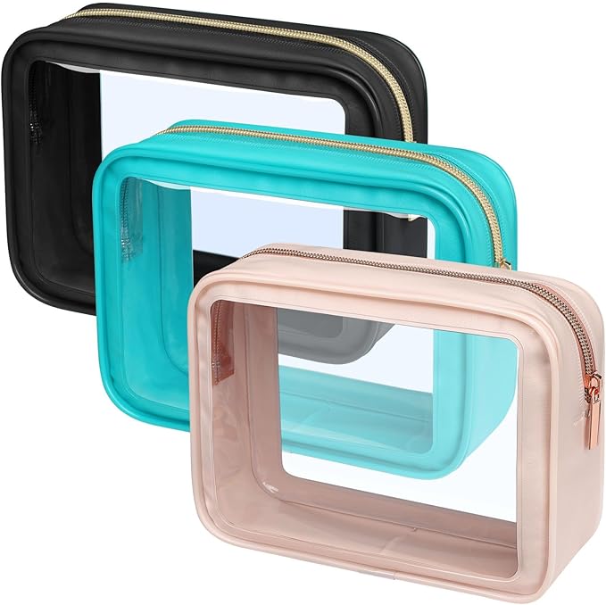 PPACKISM Clear Makeup Bag Travel - TSA Approved Toiletry Bag, Multi-colored