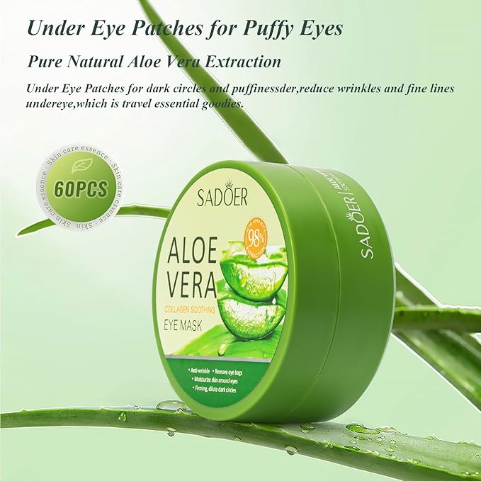 Caseous 60 PCS Aloe Vera Under Eye Patches for Puffy Eyes and Dark Circles