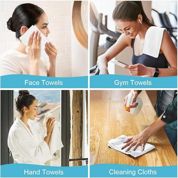 Orighty Washcloths, 20 Pack Microfiber Face Towels, Highly Absorbent and Soft Feel Wash Cloths & Hand Towels for Bathroom, Hotel, Spa, and Gym, 11.5x11.5 Inch, White