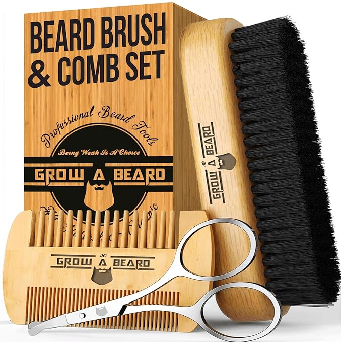 Wooden Beard Comb for Men & Case, Great Mustache Comb for Men, Dual Action Beard & Mustache Comb With Fine & Coarse Teeth, Mens Pocket Wood Comb, Peine Para Barba de Hombre (black)