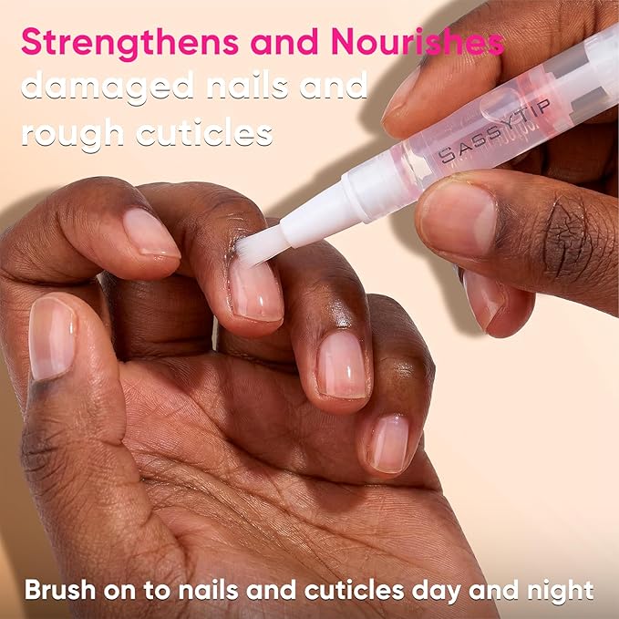 SASSYTIP Nail Strengthen Oil Pen | Fast-Absorbing Cuticle Oil with Biotin & Ginseng | For Brittle & Peeling Nails | Jasmine, Rose, Lemon Scents | Home, Office, Travel Use (3PCS)