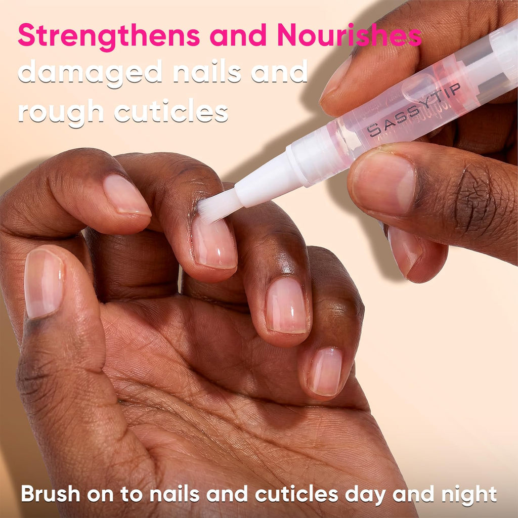 SASSYTIP Nail Strengthen Oil Pen | Fast-Absorbing Cuticle Oil with Biotin & Ginseng | For Brittle & Peeling Nails | Jasmine, Rose, Lemon Scents | Home, Office, Travel Use (3PCS)