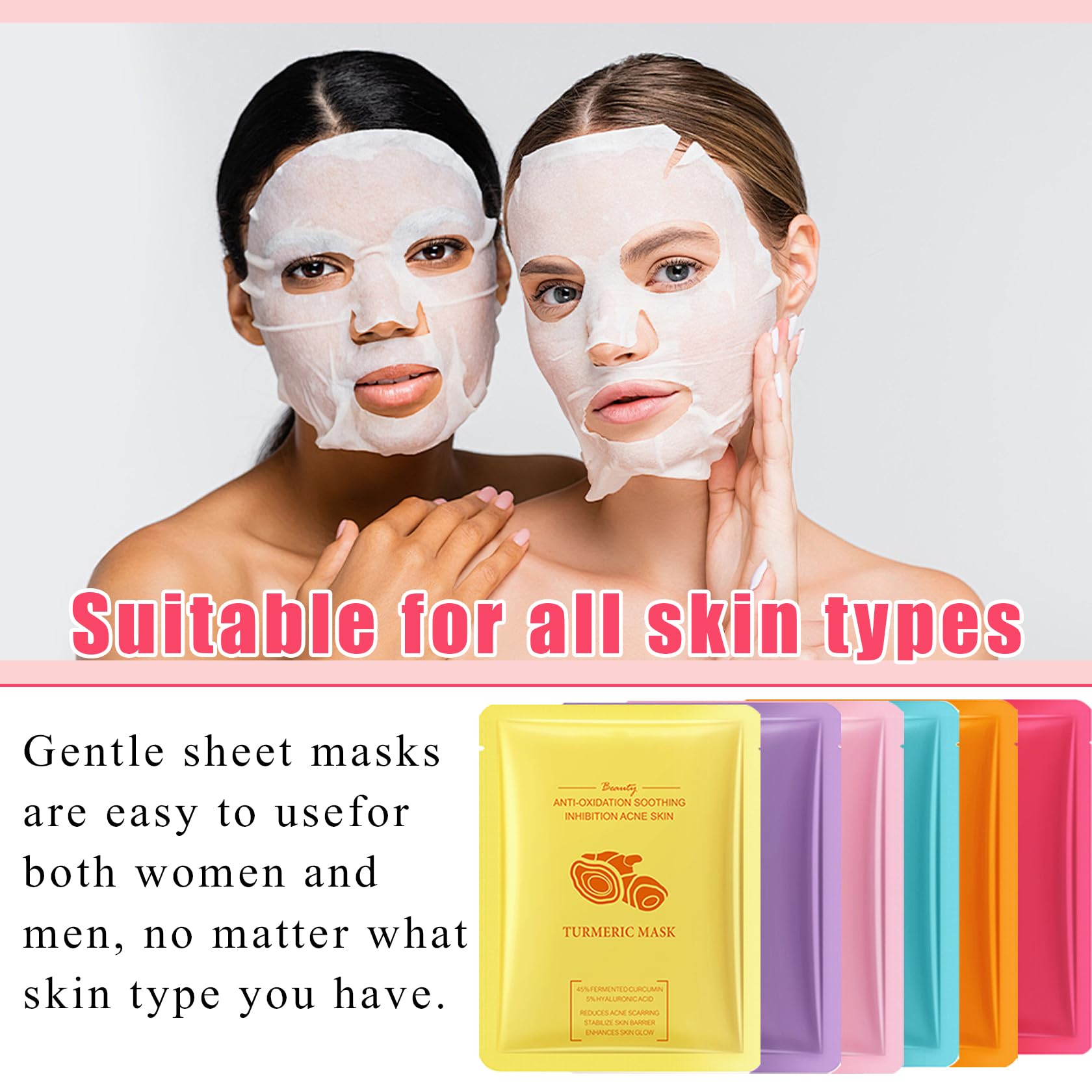 LingHaoLH 12 Combo Pack Moisturizing Face Sheet Mask, Soft Moisturizing Face Mask Sheets for All Skin Types, Long Lasting Gentle Hydrating Facial Mask Set