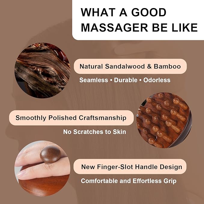 Olaemuo Wooden Scalp Massager for Hair Growth｜Full Body Massage Tool｜Scalp Brush｜Gua Sha｜Portable Massage Tool