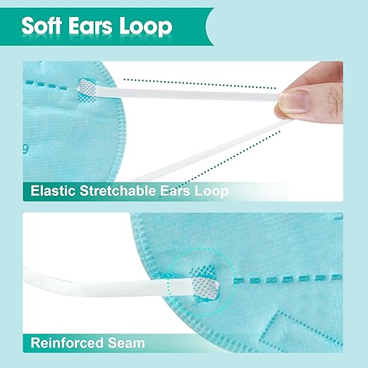 LEMENT KN95 Face Masks 50 Pack,5-Ply Breathable Cup Dust Disposable Masks For Adults,Blue