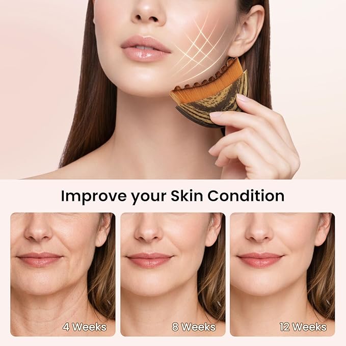 Lymphatic Contour Face Brush for Lymphatic Drainage & Facial Sculpting, Depuffing Tool for Makeup Prep and Self-Care, Boosts Circulation and Skincare Absorption (2-Piece Face Brush) Medium