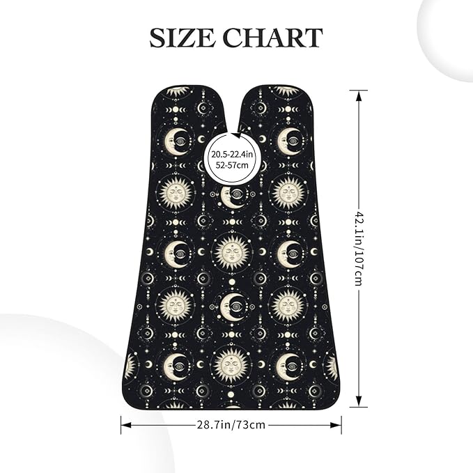 Stretchable Beard Cape, Non-Stick Hair Catcher for Trimming, Waterproof Grooming Apron, Tarot Card Magic Boho Vintage Sun Moon Stars
