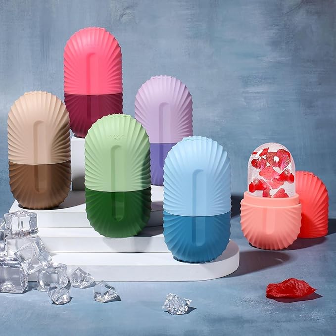 Ice Roller for Face and Eye, Silicone Ice Facial Roller Ice Holder, Face Ice Mold Skin Care, Face Icers Reusable Ice Cube Roller for Shrink Pores Anti Wrinkle Reduce Puffiness, Blue