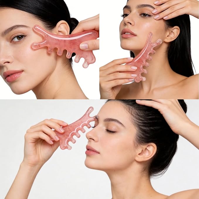 TAIHI Gua Sha Massage Comb, 4-in-1 Scalp Massager Facial Tool for Neck, Body, Lymphatic Drainage, Tension Relief, Gifts for Women and Men (Pink)