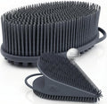 Avilana Silicone Body Scrubber for Shower – SGS Certified Food Grade Dual Sided Bath Brush, Gentle Exfoliating Silicone Loofah Alternative, Sensitive Skin Body Brush (Dark Gray-Silver, Body & Face)