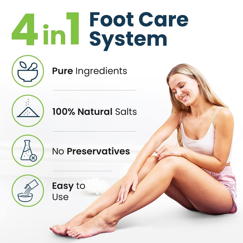 Foot Callus Remover Pedicure Set – Epsom Salt Foot Soak & Callus Remover Gel, Antifungal Cream and Feet Exfoliator for Dead Skin, Pedicure Tools for Feet at Home, Made in USA (4 Piece)