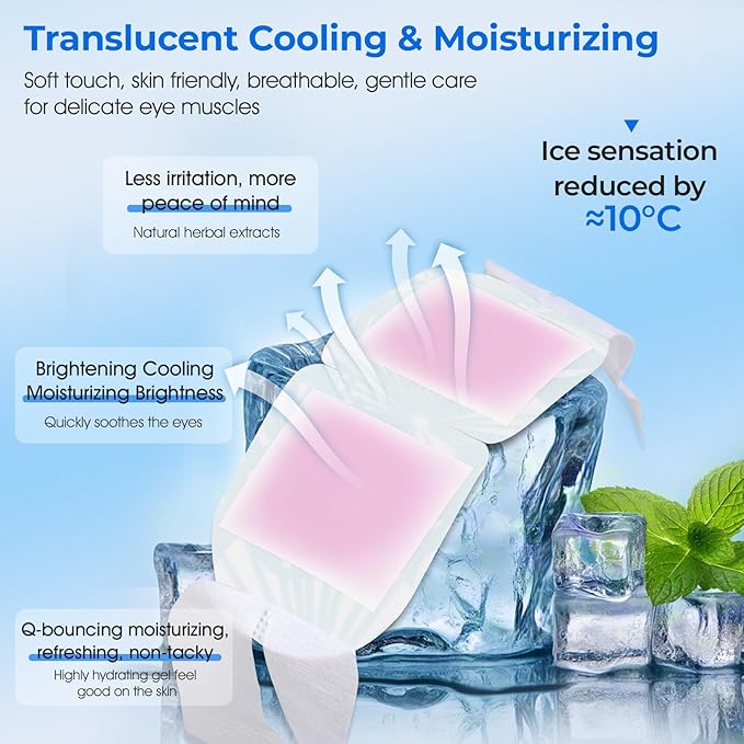 ZHENYEMEI Hydrogel Self Cooling Eye Mask,Cold Eye Mask for Puffy & Burning Eyes,Cold Compress for Fast Relief with Fatigue and Headaches, Individually Wrapped Cool Care Travel Essentials,8 Packs
