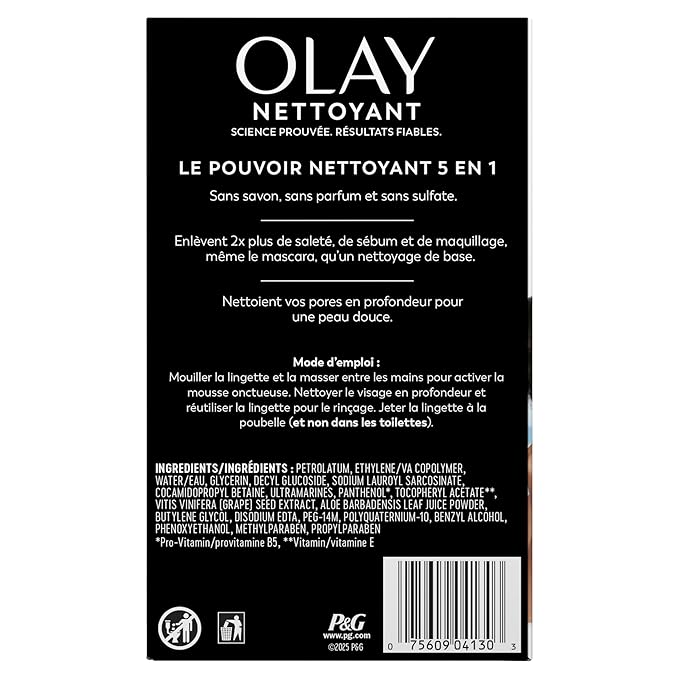 Olay Makeup Remover Wipes, Daily Facials Deep Clean Face Cleanser for Normal to Oily Skin, Alcohol & Fragrance Free, Soft Face Wash Towels, Travel Essentials for Women, Convenient Dry Cloths, 66 ct
