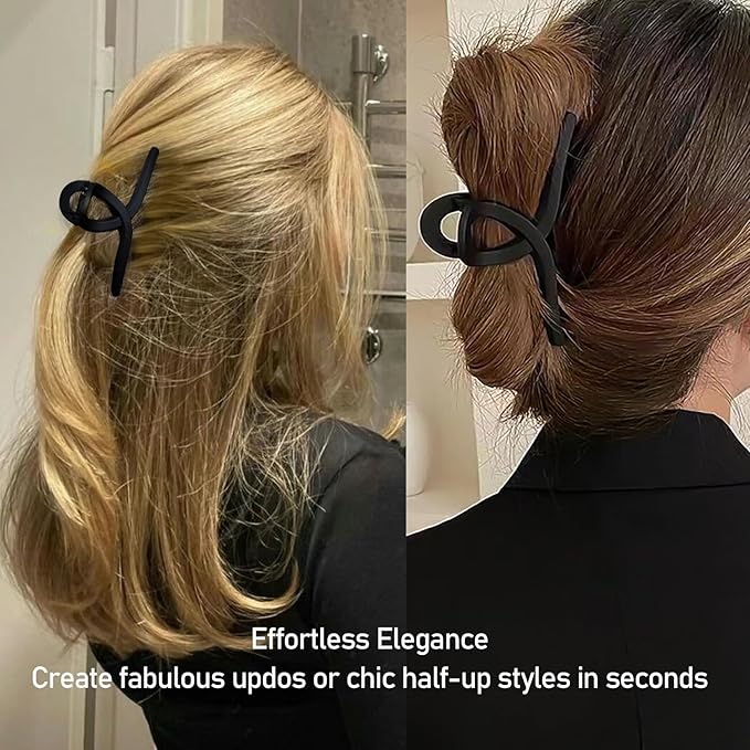Nalodu 4.3 Inch Hair Claw Clips Large 4 Inch No Slip Big Black Matte Jaw Clip for Thin Fine and Medium Thick Hair Women, 4 Pack