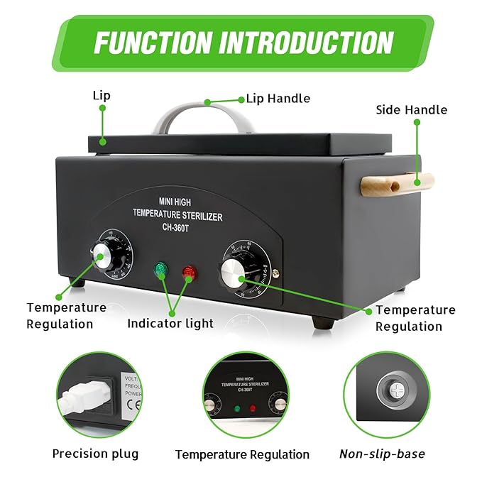 Vevitts High Temperature Metal Tool Cleaning Box, 110V 300W 1.5L with Timer Manicure Pedicure SPA Salon Barber Equipment for Sundry Beauty Hair Nail Metal Tools with Handle