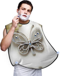 Rhinestone Butterfly And Flower Print Beard Bib Apron For Men, Beard Hair Catcher For Men Shaving Trimming,Beard Cape Cloth