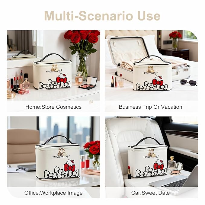 Vimanllie Large Travel Makeup Bag Waterproof Cosmetic Bags,Portable Toiletry Organizer with Handle for Girl,Cute Home Storage for Women
