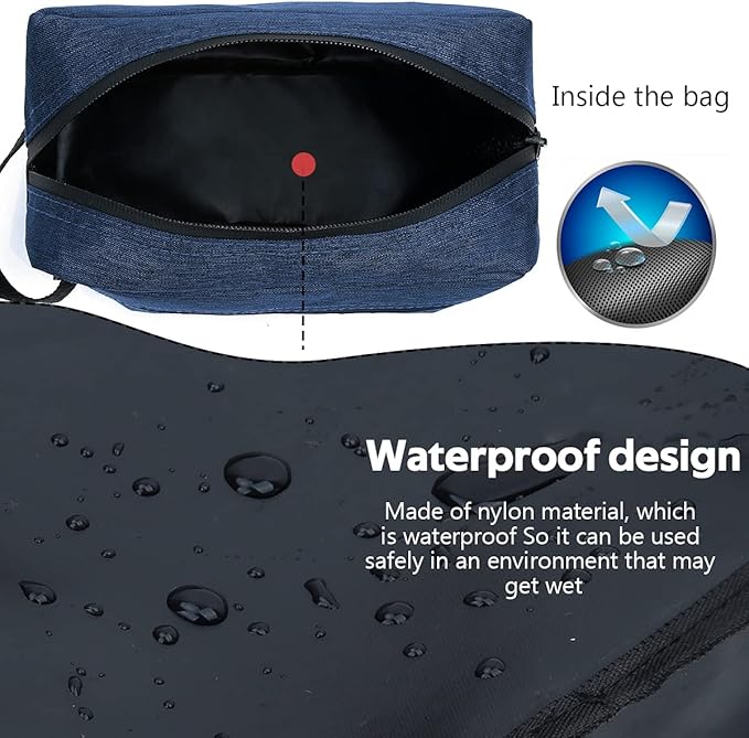 Travel Toiletry Bag for Women and Men, Water-resistant Shaving Bag for Toiletries Accessories, Foldable Storage Bags with Divider and Handle for Cosmetics Toiletries Brushes Tools (Blue)