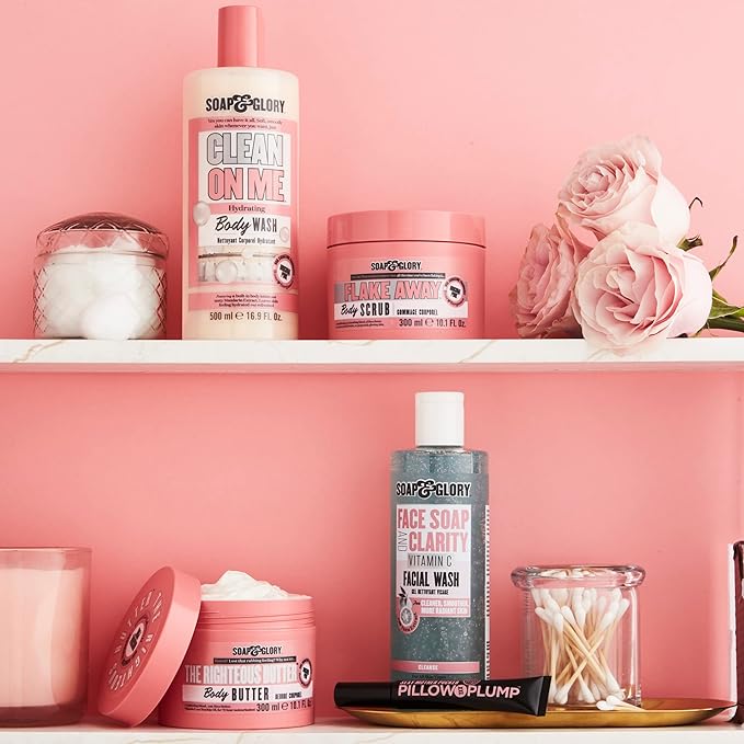 Soap & Glory Face Wash with Vitamin C - 3 in 1 Brightening Facial Cleanser, Makeup Remover & Face Exfoliator - Deeply Cleanses, Purifies & Hydrates for Radiant, Smooth Skin (11.8 fl oz)
