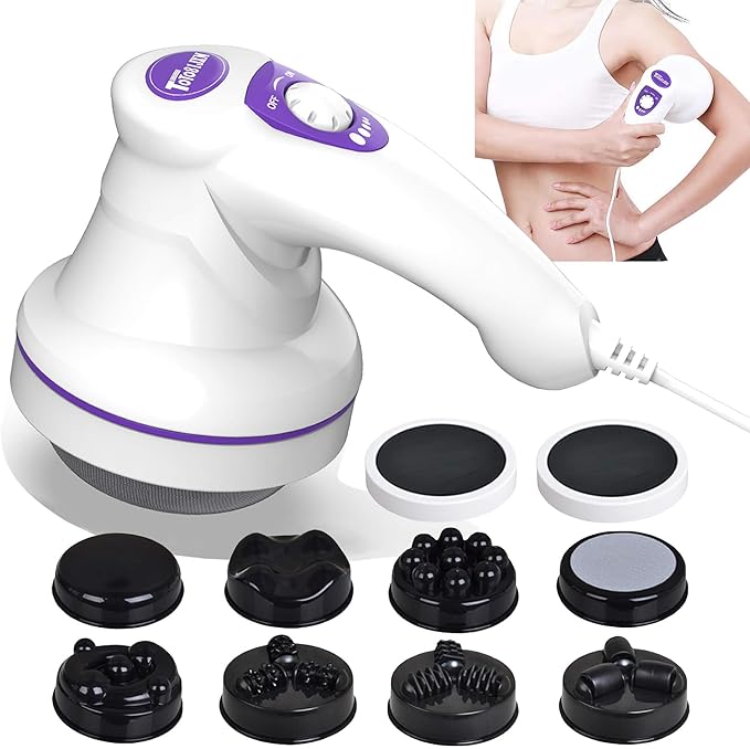 TOTO81JXM Electric Cellulite Massager – Body Sculpting Machine with 8 Massage Heads, Lymphatic Drainage & Skin Tightening for Belly Stomach Leg, Lipo Roller Massager After Surgery, Adjustable Speed.
