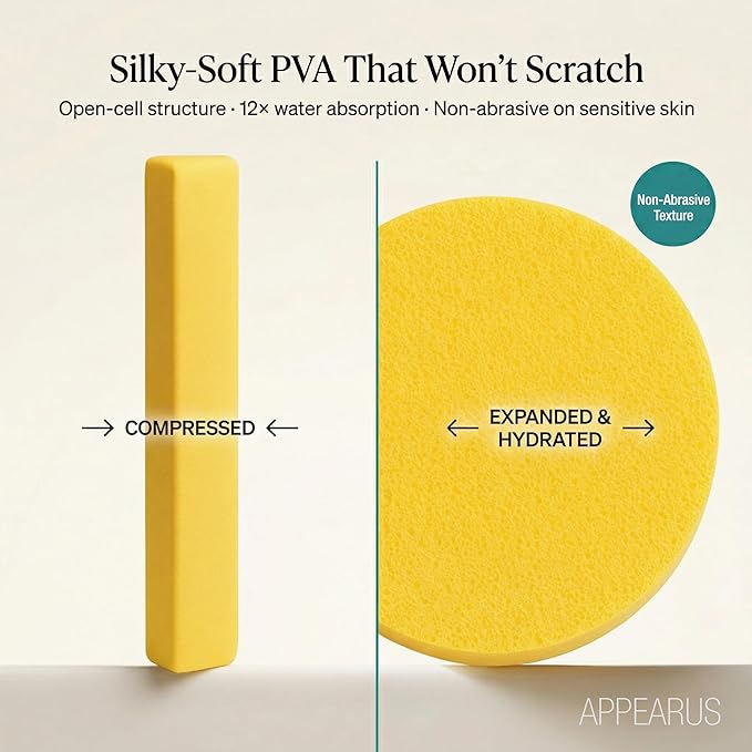 APPEARUS Compressed Facial Sponges - 240 Count Professional PVA Rounds for Estheticians, Gentle Makeup Removal and Spa Skin Cleansing - Salon Bulk Supplies