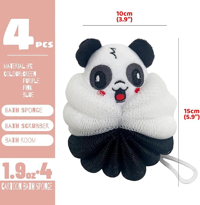 MURRI&MURRDI 2 Pcs Bath Loofahs for Kids, Soft Child Sponge for Shower Animal Body Scrubber for Kids Sponge for Bathing Cartoon Body Loofah Exfoliating Bathing Scrubber 55g (2 Cartoon A)